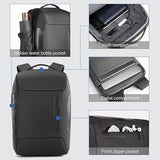 L’AVVENTO Laptop Backpack Fits up to 15.6”, With Tablet Pocket, USB Out, Hidden Pocket for Bottle, Made by Polyester Fiber- Black