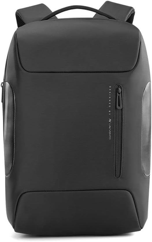 L’AVVENTO Laptop Backpack Fits up to 15.6”, With Tablet Pocket, USB Out, Hidden Pocket for Bottle, Made by Polyester Fiber- Black