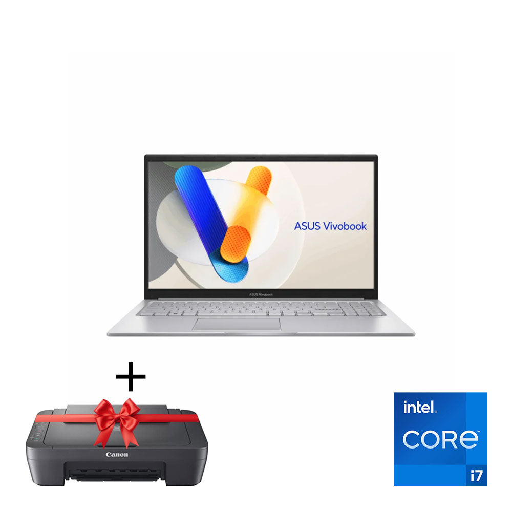 لابتوب أسوس VivoBook X1504VA بمعالج Intel Core i7-1355U، ذاكرة 16 جيجابايت، تخزين 1 تيرابايت SSD، كرت شاشة Intel Iris X Graphics، شاشة 15.6 بوصة FHD، نظام Windows 11