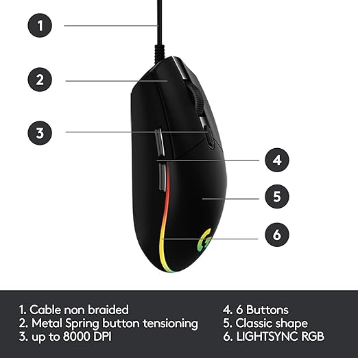 LOGITECH SOURIS GAMING G102 LIGHTSYNC - BLUE - USB