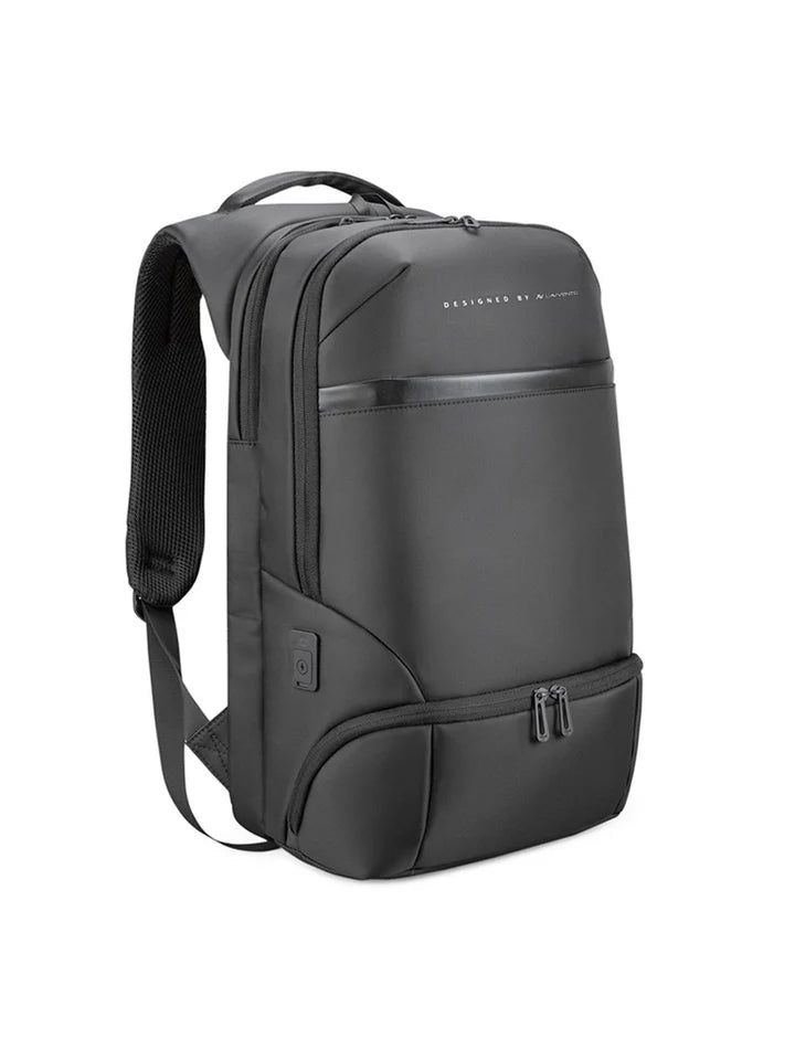 L'AVVENTO Laptop Backpack Fits Up To 15.6” USB Out, Made By Polyester Fiber, Black