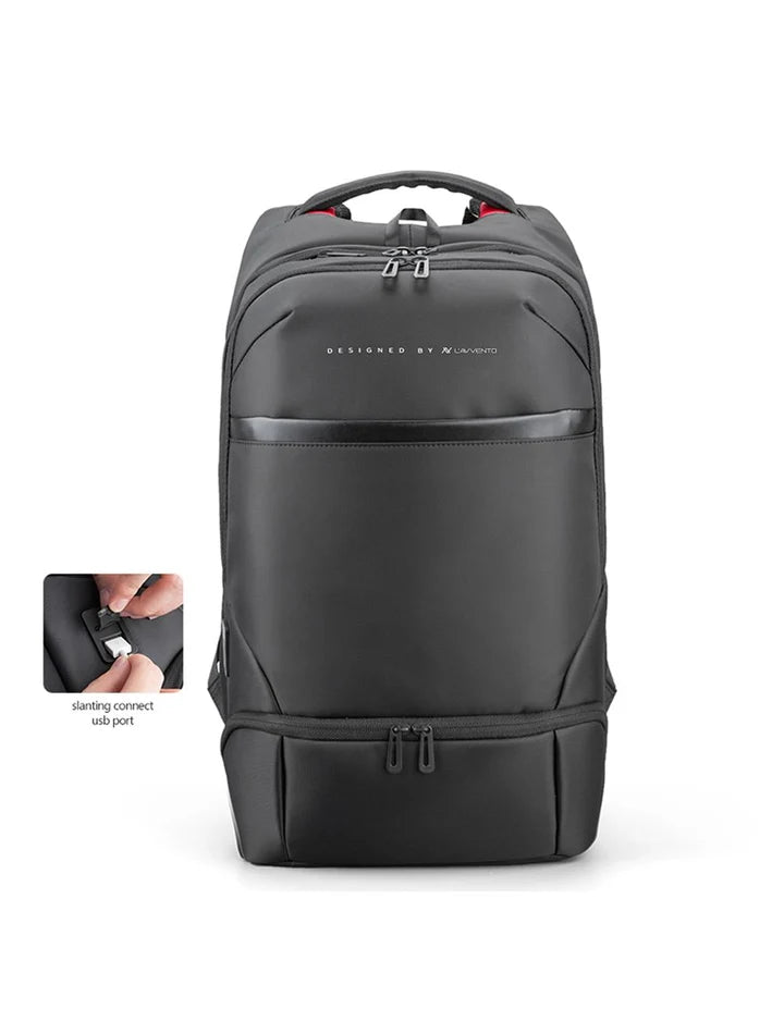 L'AVVENTO Laptop Backpack Fits Up To 15.6” USB Out, Made By Polyester Fiber, Black