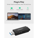 قارئ كروت ذاكرة يوغرين SD/TF بمنفذ USB 3.0 (2 في 1)