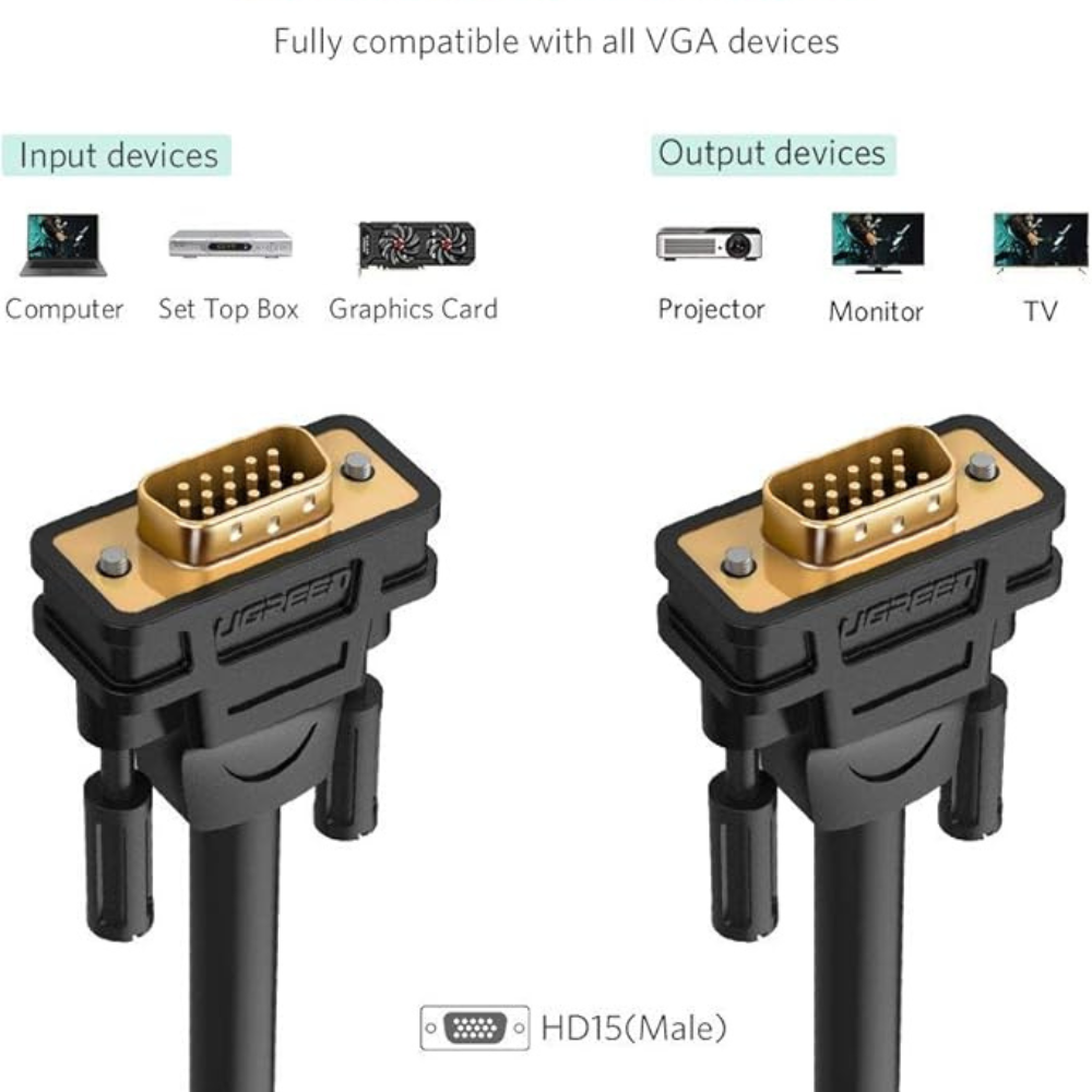 Ugreen Cable VGA Male to Male 2M