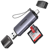 قارئ كروت ذاكرة يوغرين SD/TF بمنفذي USB-C وUSB 3.0