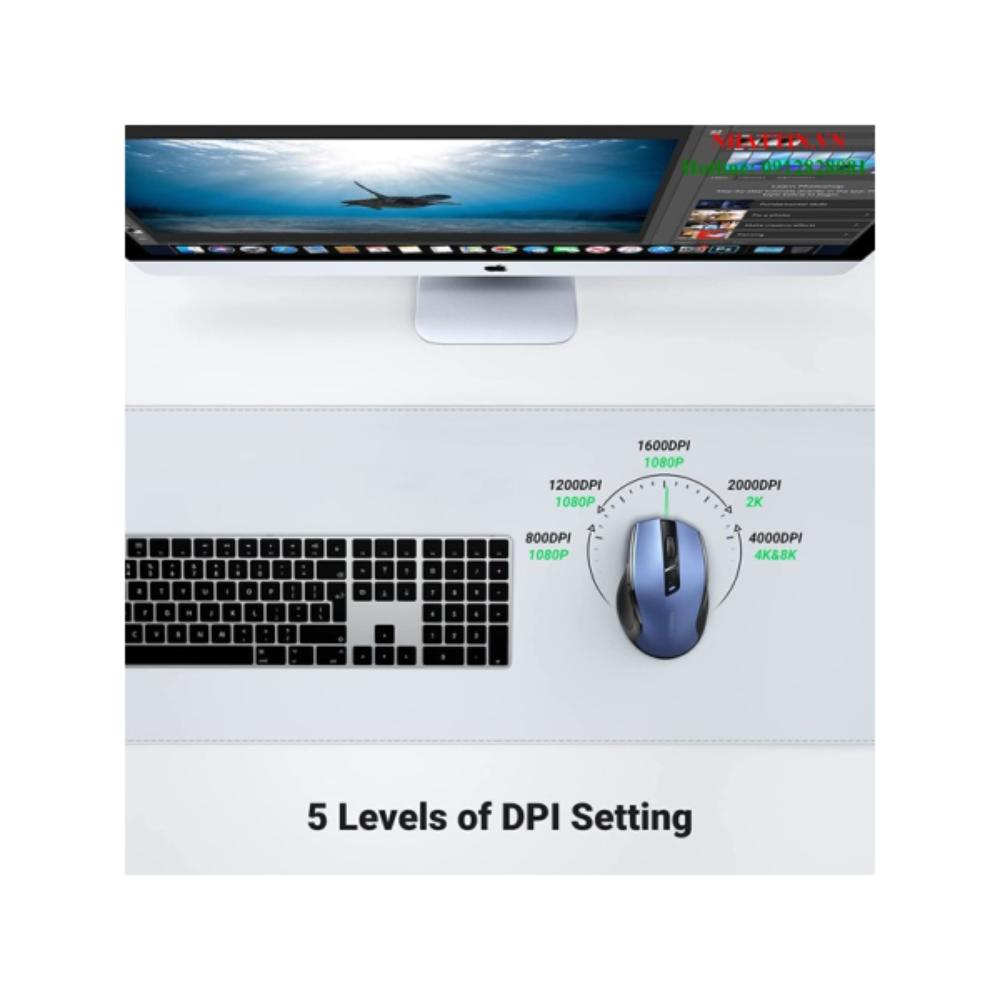 Ugreen Souris sans fil Design Egr 2,4 GHZ/15M Bleu