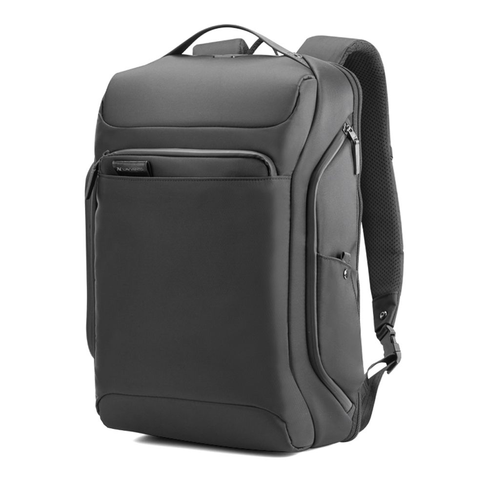 L'AVVENTO Laptop Backpack Fits Up To 15.6” with Tablet Pocket, USB Out, Made By Water Repellent Polyester Fiber, Black