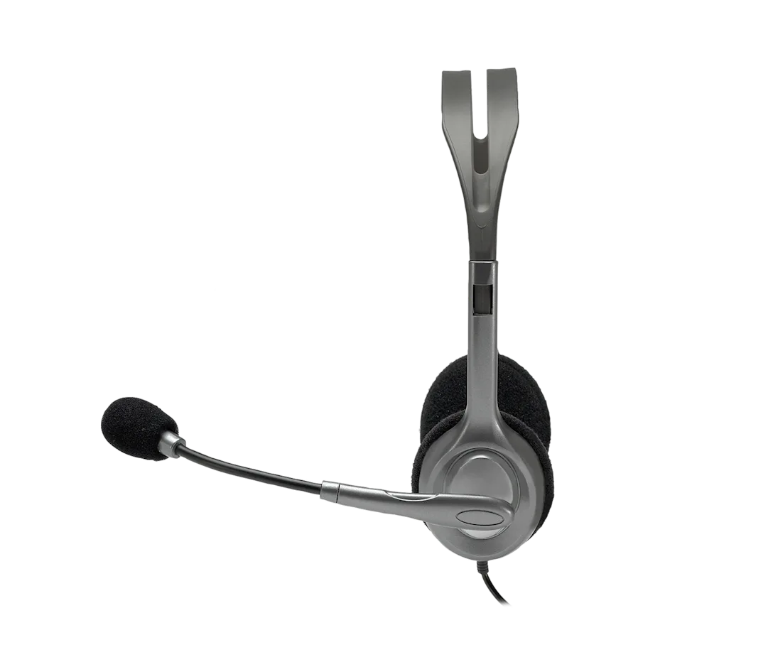 LOGITECH H110 Corded Stereo Headset - GRAY/SILVER - Dual Plug