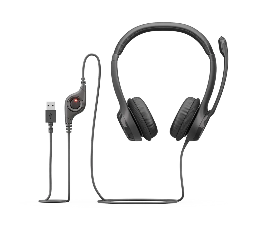 LOGITECH H390 Corded Headset - BLACK - USB- A