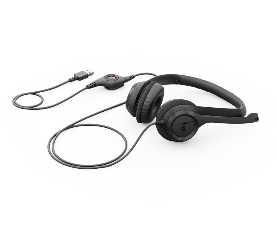 LOGITECH H390 Corded Headset - BLACK - USB- A