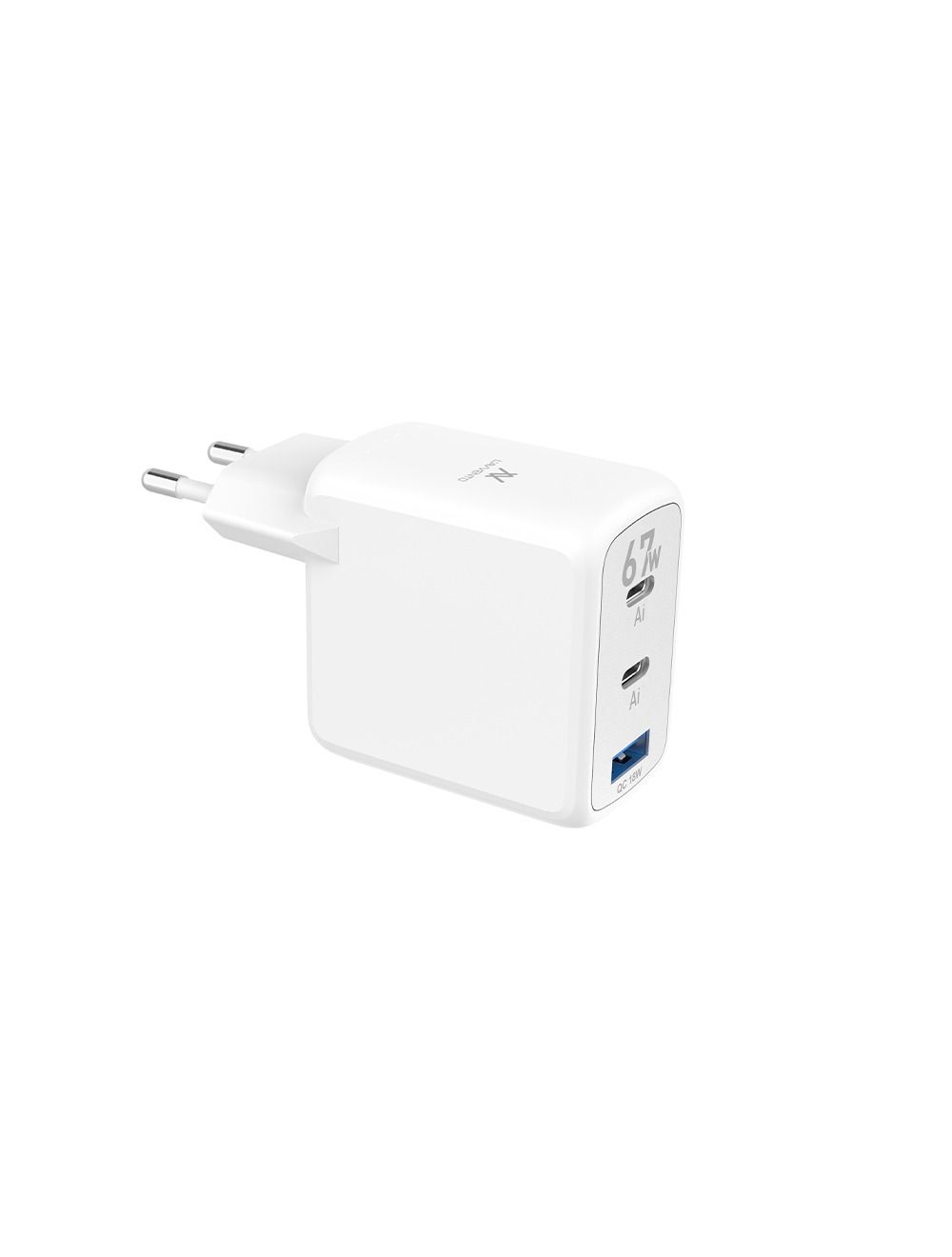 L'AVVENTO Mini GaN 67W Power Adapter Dual USB-C & USB-A ports, White